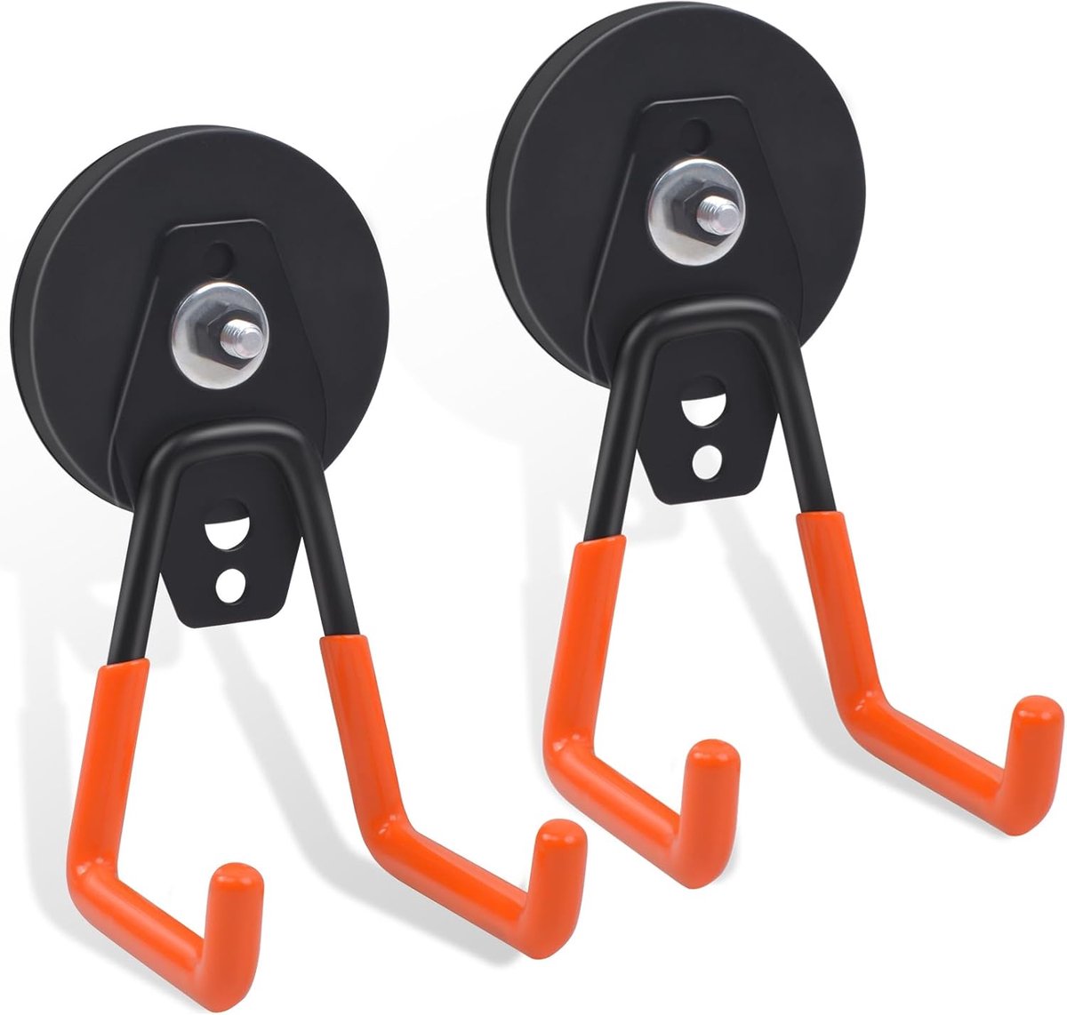 Magnetische haken, 2 stuks, 66 mm sterke magneten met haken, magnetische haken voor keuken, garage, koelkast, gordijnen, klaslokaal, barbecue, gereedschap (oranje)