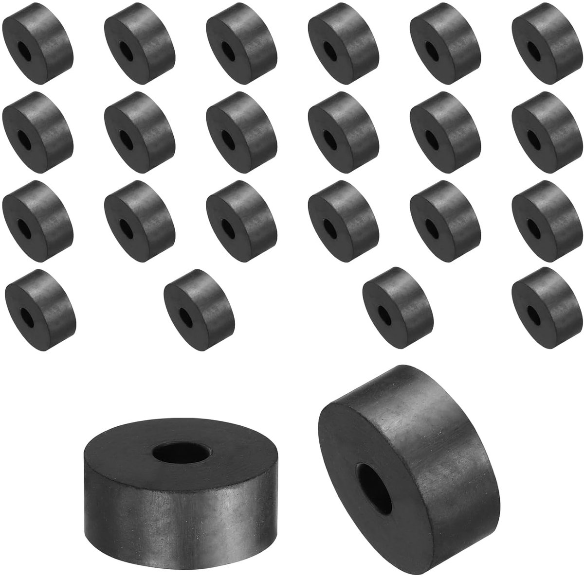 24 stuks rubberen sluitringen, rubberen spacer, 35 mm buitendiameter x 10 mm binnendiameter x 15 mm hoogte, zwart, ronde afstandshulzen, dikke rubberen ringen, rubberen afstandhouders