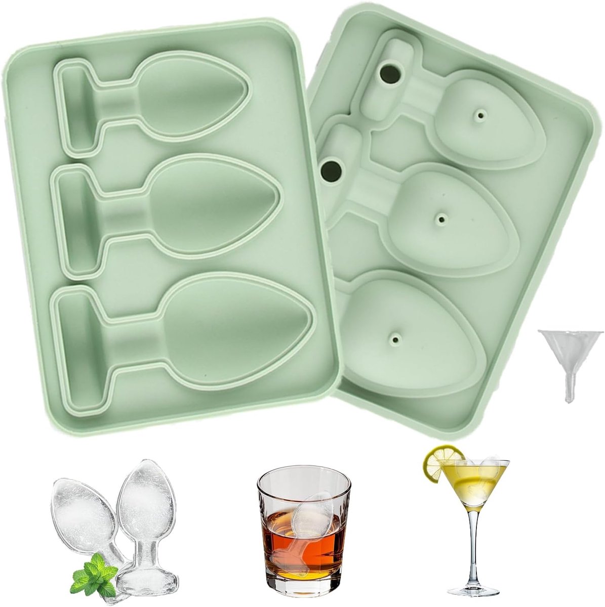 IJsblokjesvorm van siliconen, ijsvorm, ijsblokjesvorm, siliconen ijsvormen, BPA-vrij, gemakkelijk te verwijderen, geschikt voor whisky, cocktails, koffie (groen)