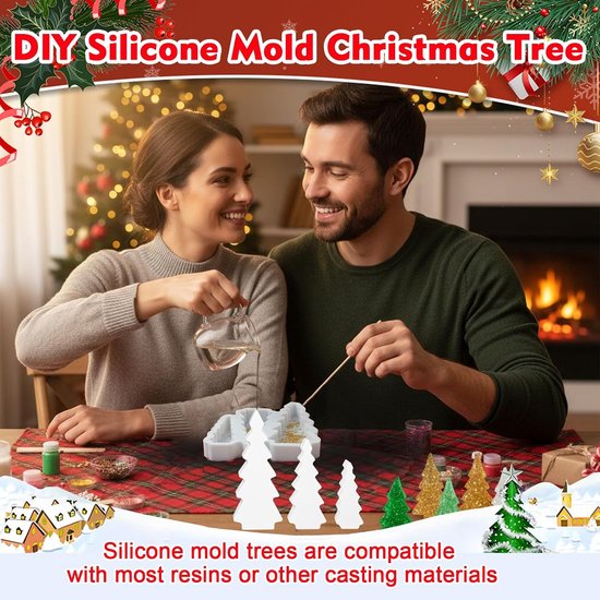 gietvormen, boom, 3 stuks, siliconen vorm, kerstboom, siliconen vorm, dennenboom, gips om te gieten, siliconen Kerstmis, boom, siliconen vormen, Kerstmis voor kaarsen, gips, kerstdecoratie — afbeelding 4