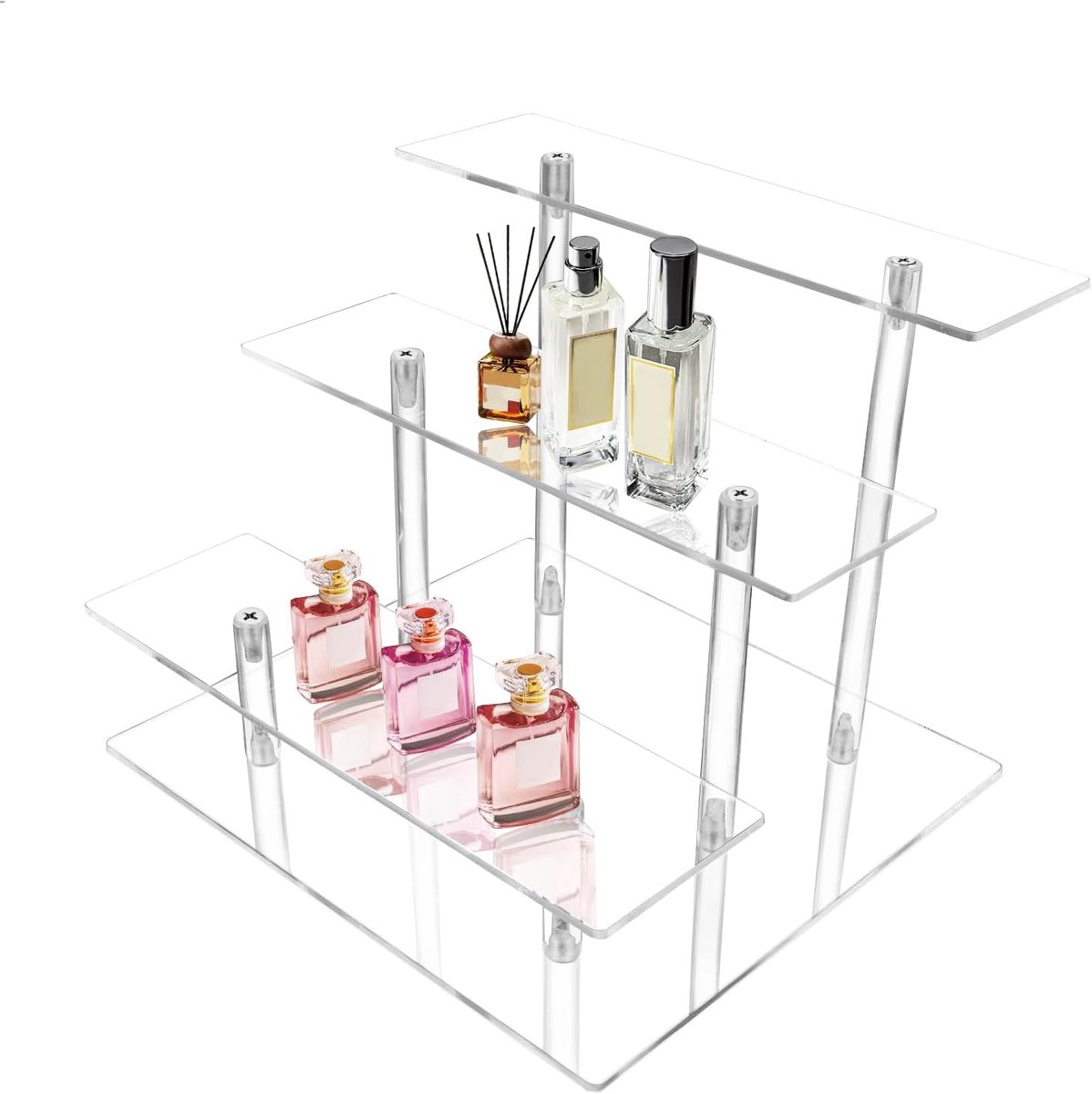 3-traps acryl rek, display voor figuren, parfumrek, trap, helder display, acrylstandaard voor figuren, sieraden, cupcake, parfum, nagellak, verzamelstuk, 1 stuk