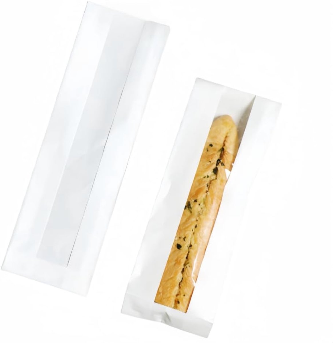 50 stuks Franse stokbrood papieren zakken met venster, 13 "stokbroodzakken, papieren zakken met venster, doorzichtige broodzakken, Heat Seal zakken verpakking voor gebakken goederen, broodverpakking