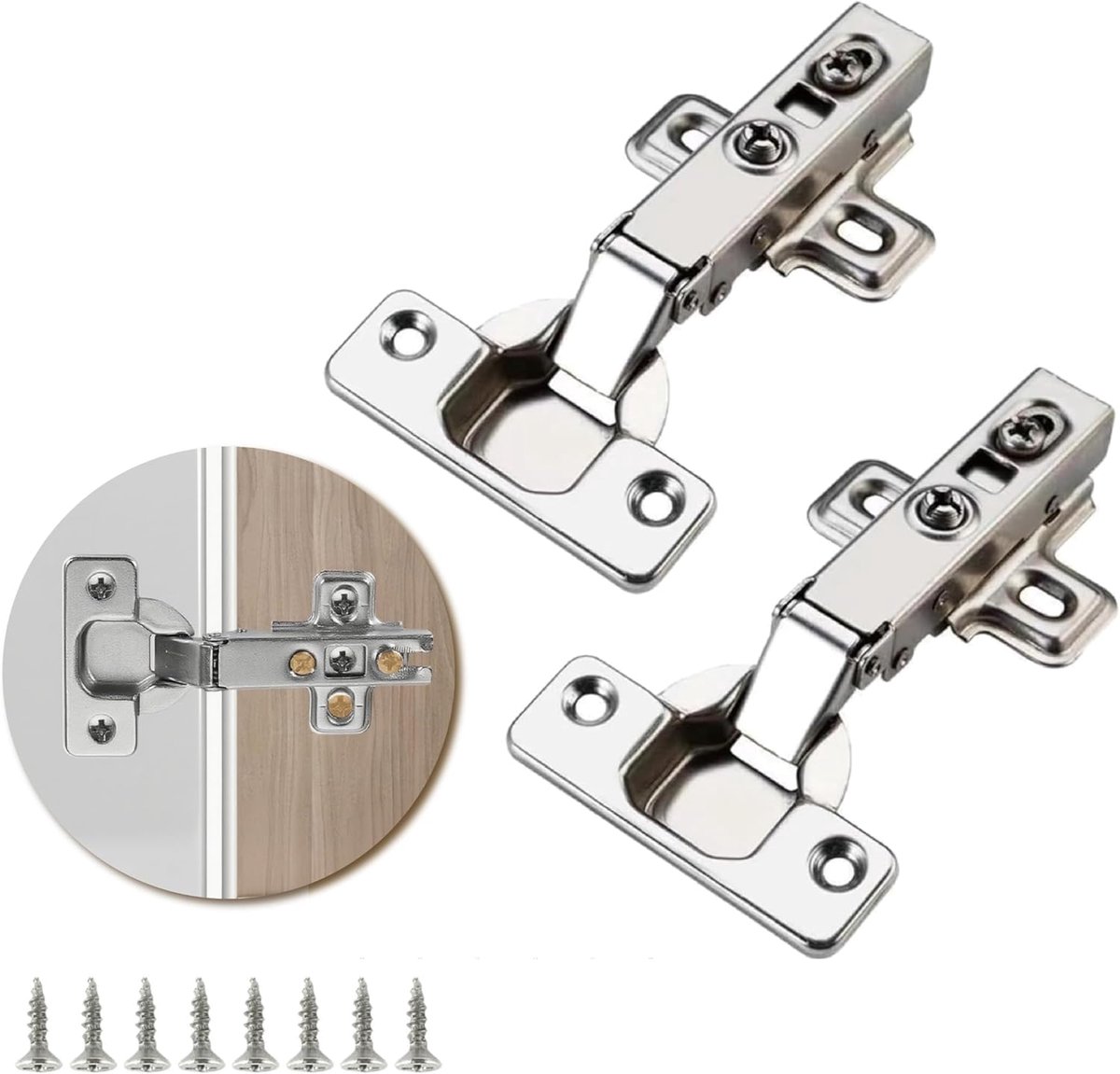 2 stuks scharnierafdekkingen, deurscharnier, kast en keuken, scharnieren met geïntegreerde schokdemper, automatisch sluitmechanisme, scharnier, voor kasten, kleedkamer en moderne keuken