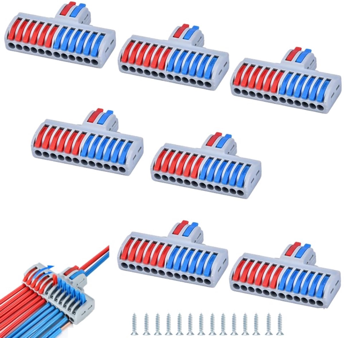 Elektrische aansluitingen, aansluitklemmen | Elektrische Domino, compacte draadverbinders, steekbare kroonluchterklemmen voor inlining-circuit