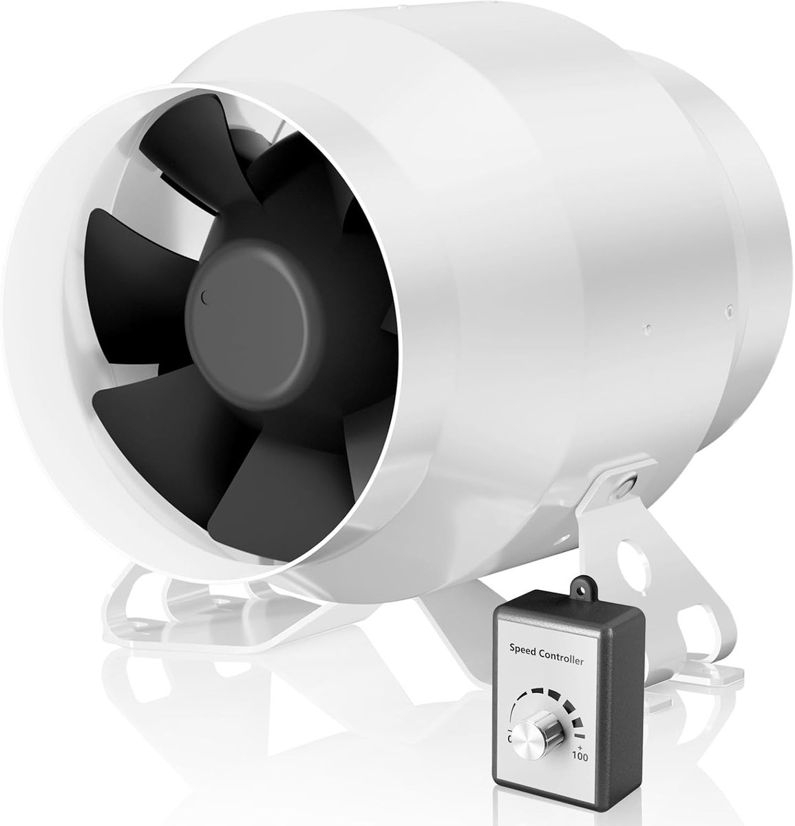 HI-PE Buisventilator, 100 mm, super luchtverplaatsing, 360 m³/u, energiebesparing, EC-motor, geluidsarm, buisventilator, ventilatieventilator voor kweektent, broeikas, garage, keuken