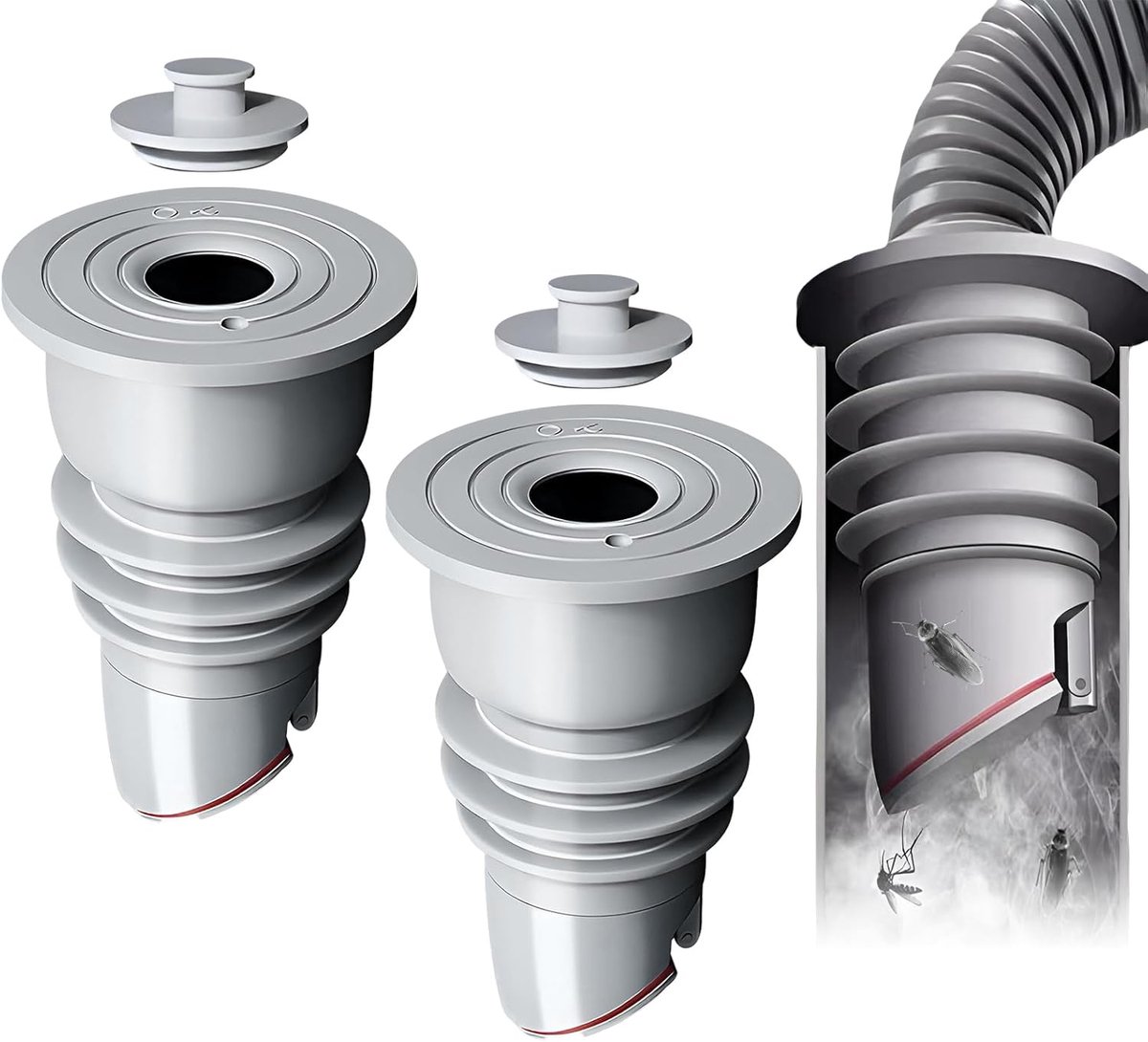 2 Pack Washing Machine Pipe Seal 35-40mm Washing Machine Drain Hose with Cap Repellent for Kitchen and Bathroom