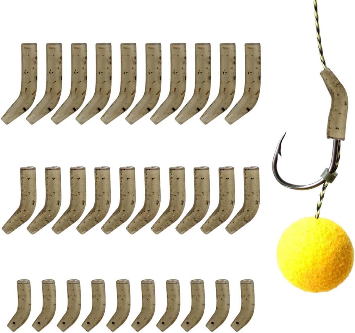 30 stuks kickers voor vishaken, 3 modellen, elk 10 stuks, Line Aligner Carp Fishing rubberen slangen, Line Aligner accessoires, anti-kickervissen