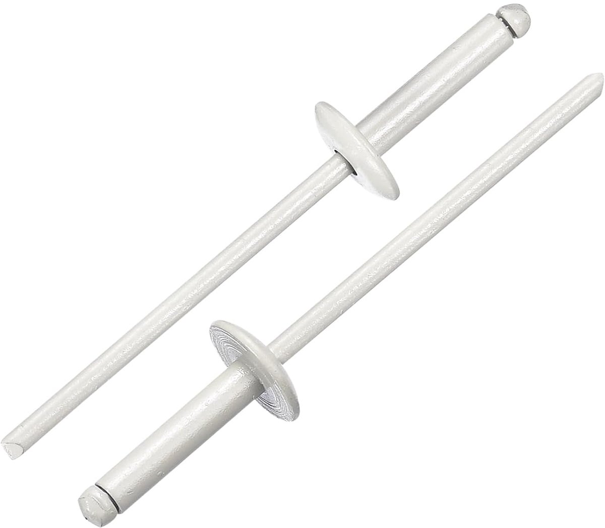 50 stuks 1/8 inch x 1/2 inch blindklinknagels van aluminium, aluminium kaak en stalen boorhouder, klinknagels met brede kraag voor metaal, meubels, auto, grijs