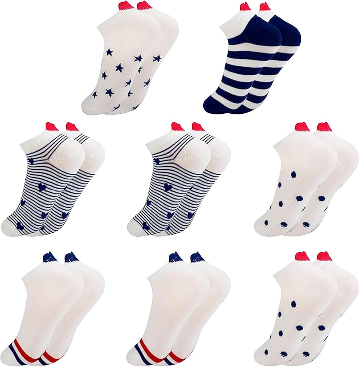 Sokken, meerkleurig, hart-design, sneakersokken voor dames en meisjes, maat 35-41, enkelsokken voor meisjes, casual, hardlopen, fitness, wandelen, geschenken