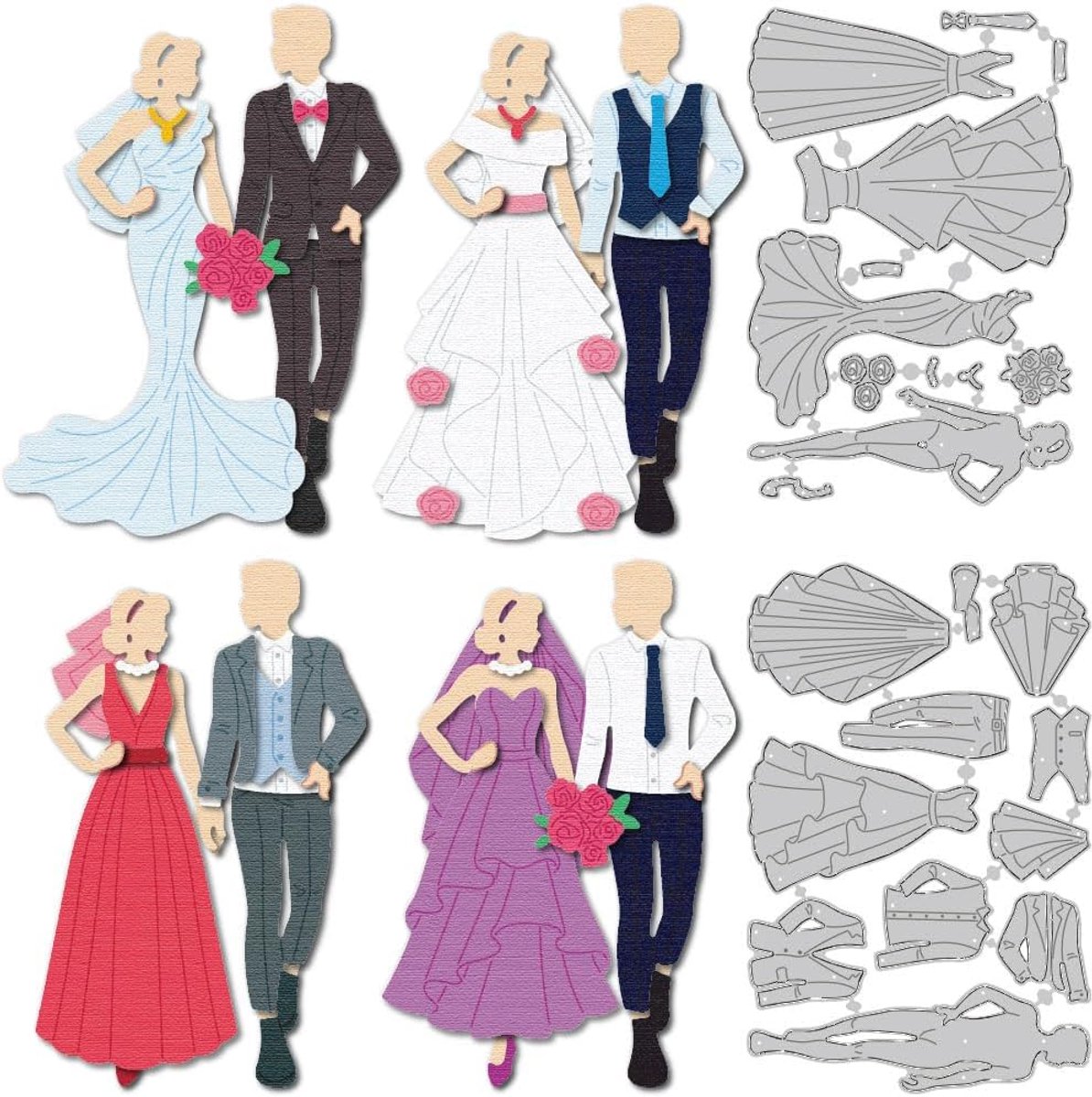 Snijmatrijzen voor bruid en bruidegom bruidspaar kaarten maken sjabloon embossjabloon stansvormen voor wenskaarten albums Valentijnsdag decoratie
