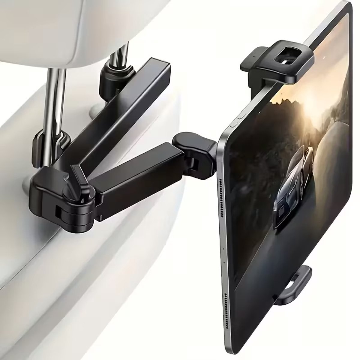 Tablet Houder Auto Hoofdsteun - Verstelbare Autohouder voor iPad & Smartphone 5 t/m 14 inch - Zwart