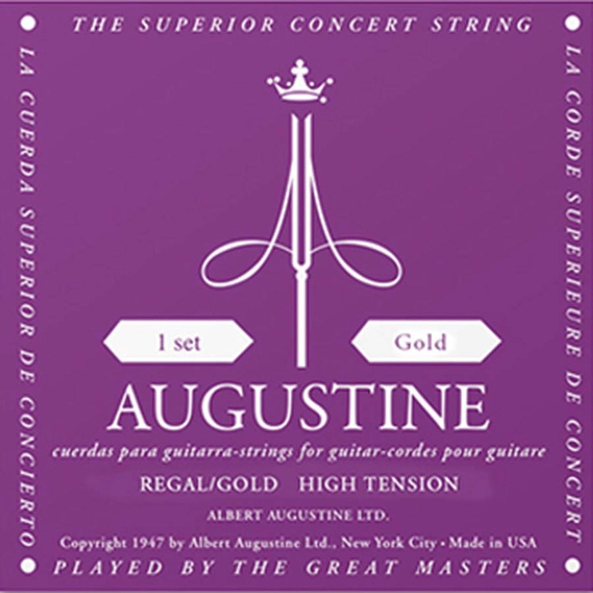 Augustine AU-REGO snarenset voor klassieke gitaar, gut, high tension trebles en light tension basses, mixed tension
