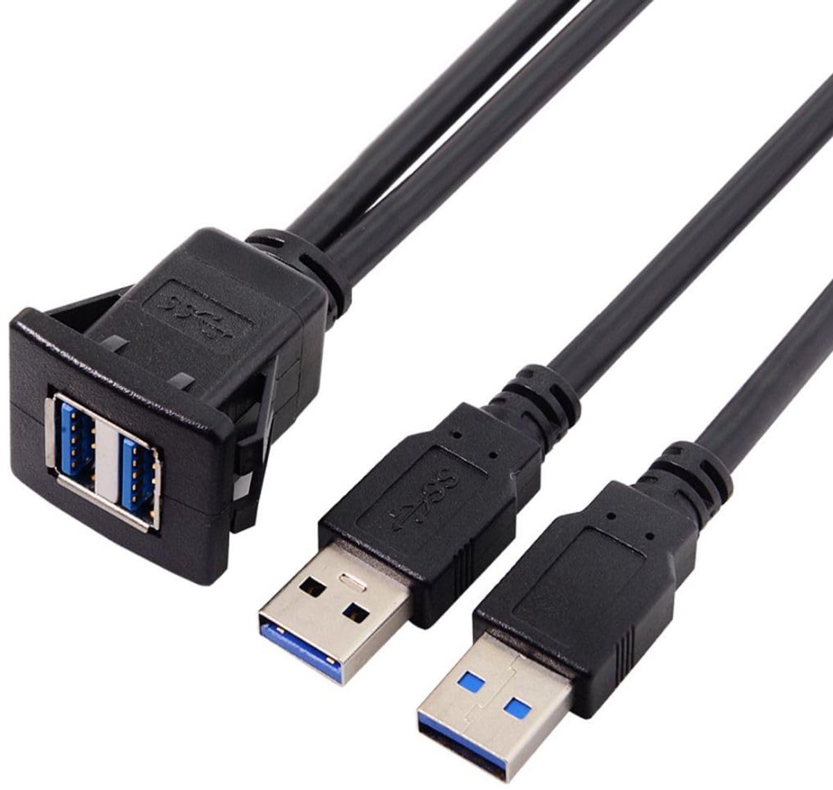 USB 3.0 verlengkabel 1m - waterproof - dual ports - ideaal voor dashboard gebruik - SnelShoppen