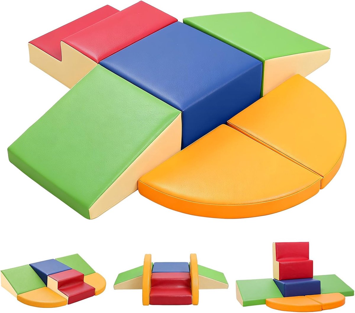 Set van 6 schuimbouwstenen voor kinderen - Voor klimmen en binnenshuis - Grote bouwstenen voor motoriek van baby - Klimspeelgoed - Bouwstenen van
