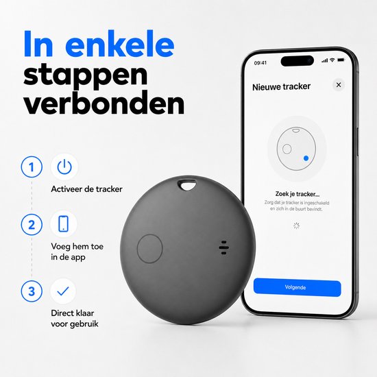 GPS Tracker - Werkt met Apple Find My & Android Find My Device - Locatie Tracker - Waterbestendig - Vervangbare batterij