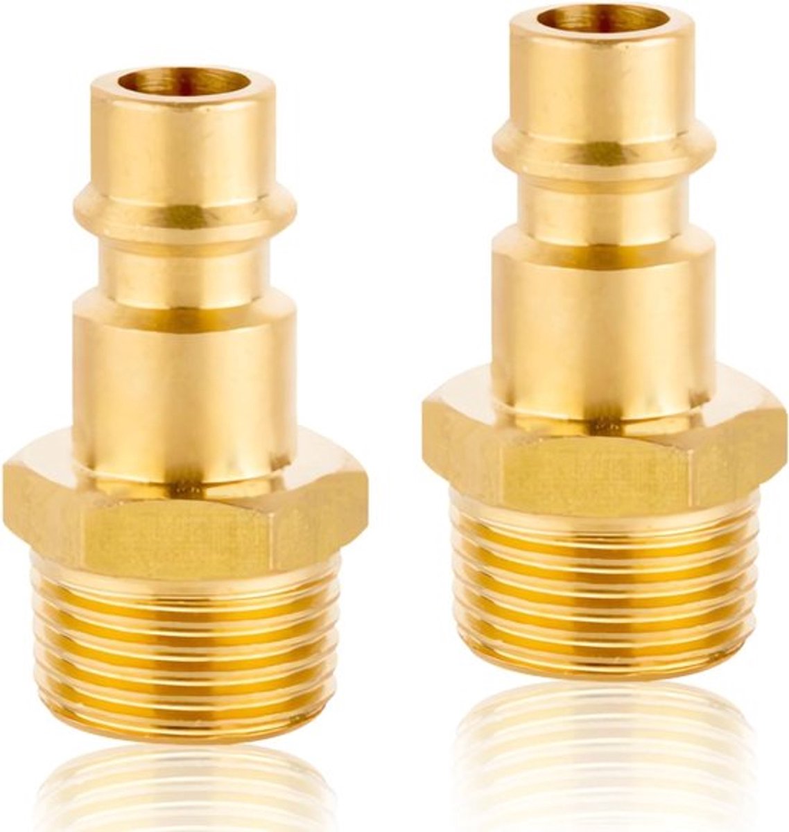 Dailygoods- Persluchtkoppeling Euro - 2 Stuks Messing - Buitendraad 1/2 Inch - Veerbelaste Snelkoppeling - Compact Ontwerp - Minimaliseert Luchtverlies - Luchtkoppeling