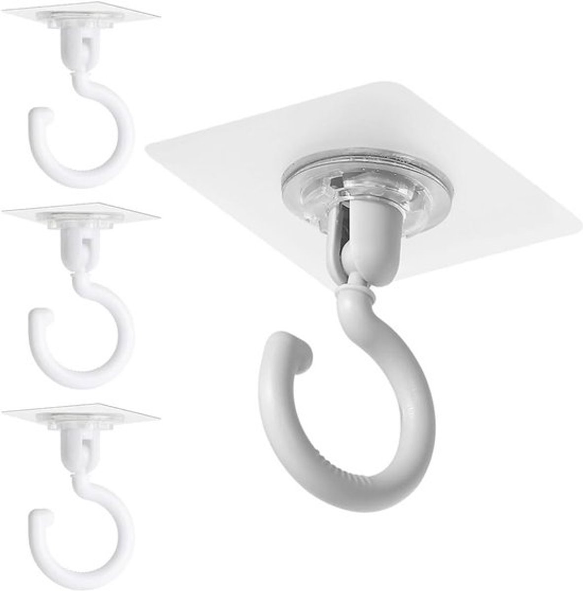 Extra sterke zelfklevende haakjes voor plafond - 4 stuks transparante wandhaken, geen boren, waterdicht, ideaal voor badkamer, keuken en kantoor