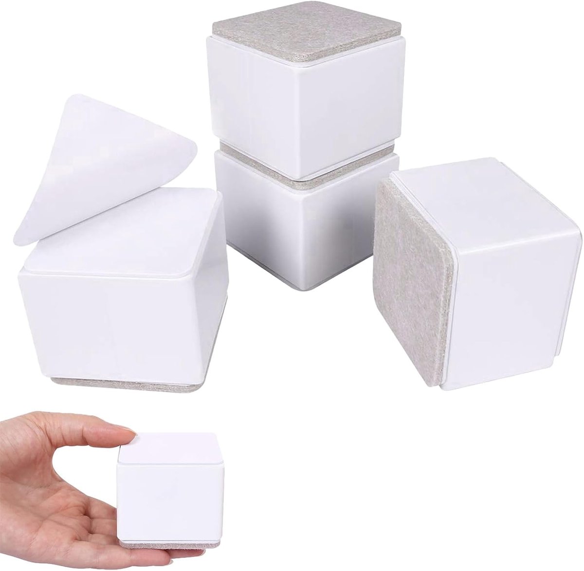 KZQ Meubelverhoging van koolstofstaal - 4 stuks - Robuuste meubelverhoging - Meubelverhoger bedverhoger - Zelfklevende tafelverhoging - Diameter 6 cm - Voegt 5 cm toe aan sofa, bank, tafel, kast, bed