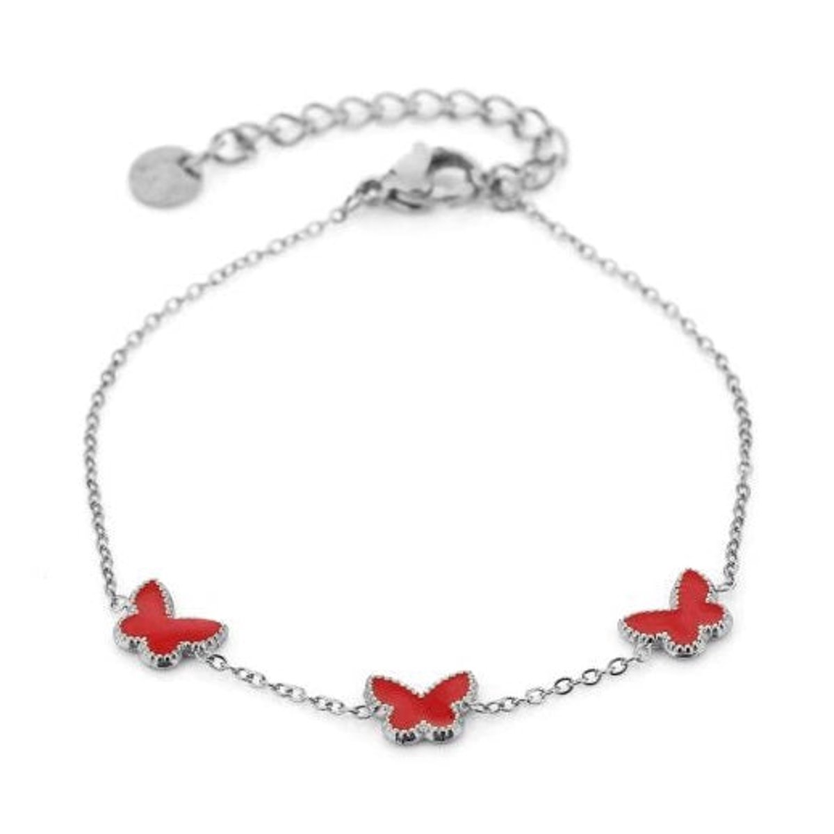 Michelle Bijou Armband Vlinders zilver rood