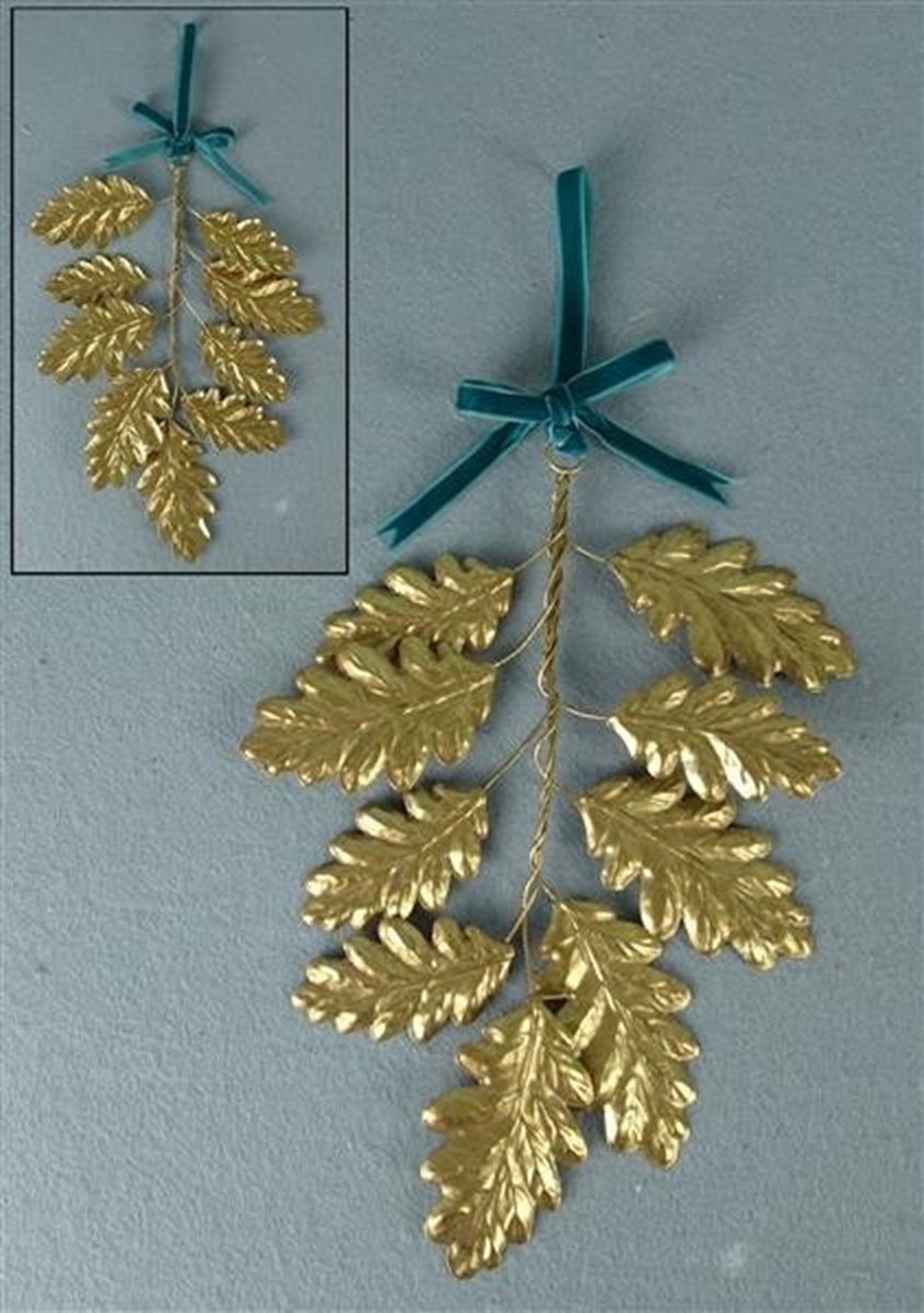 Bladeren hangend metaal goudkleurig 20x1x18,5cm
