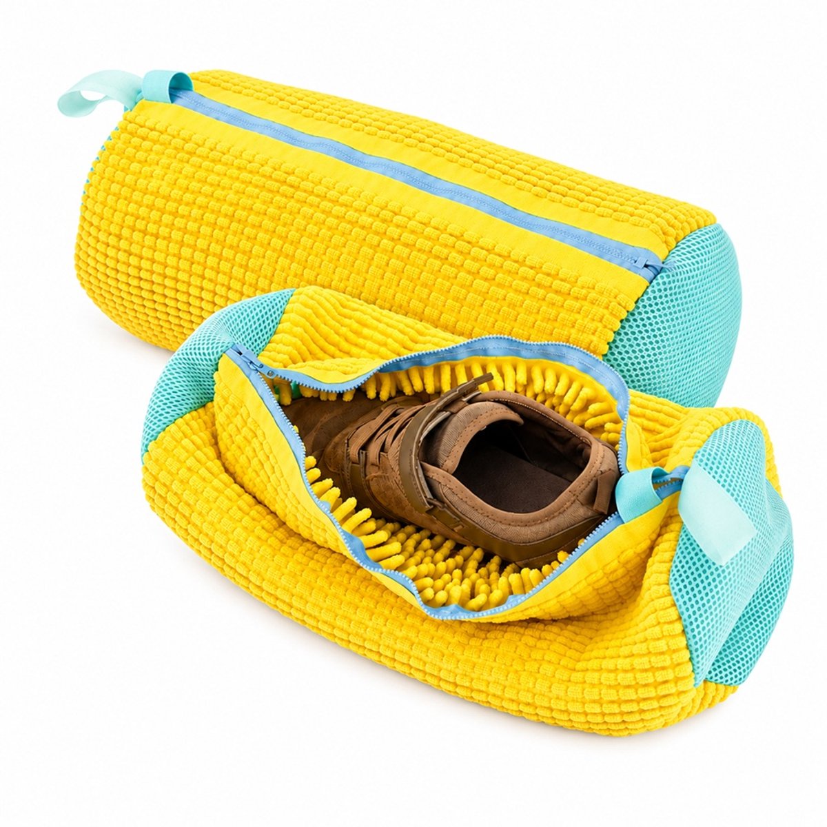 Schoenwaszak – 2 Stuks – Waszak voor Schoenen – Wasmachine & Droger – Voor Sneakers & Tennisschoenen – Herbruikbaar – Geel