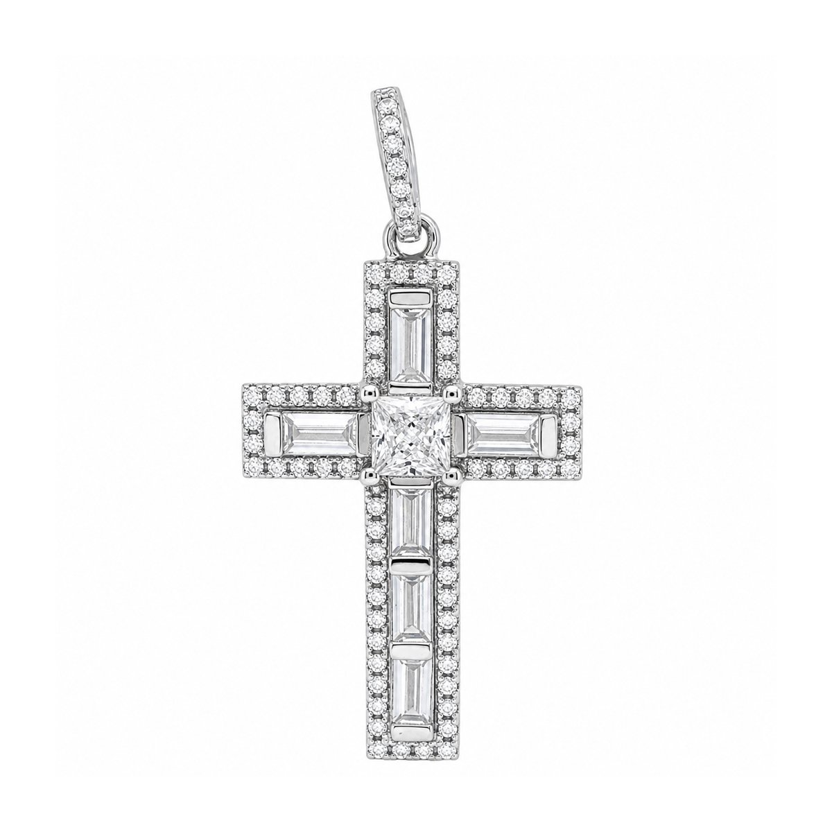 Juwelier Zwartevalk - Zilveren (gerhodineerd) kruis hanger met zirkonia - 24.412