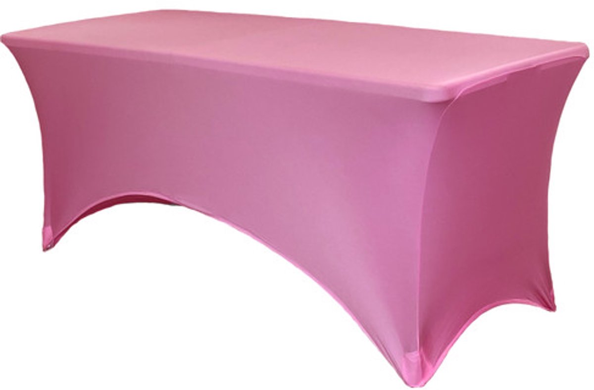 Tafelhoes - Tafelrok - Spandex - Stretch tafelhoes - Tafel decoratie - Feestdecoratie - Table cover - Tafelkleed - Uitrekbaar - Event decoratie - 183 x 76 cm - Roze - Jonyx