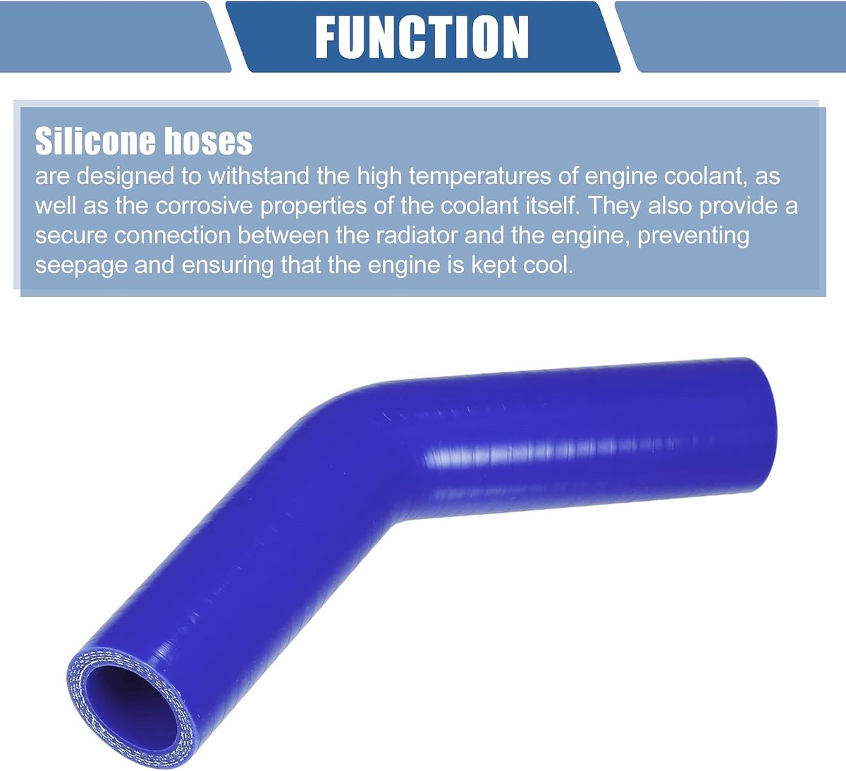 1 stuk 25 mm 0,98 inch ID, 102 mm 4,02 inch, lengte 45 graden, blauw, autosiliconenslang koelmiddelslang, universeel