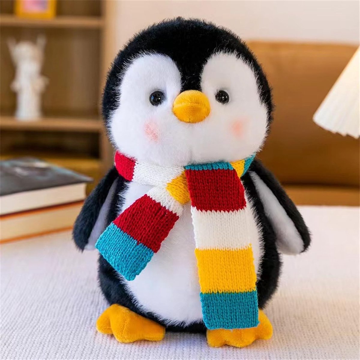 champracer Pinguïn Knuffeldier, 23 cm, pinguïn, pluche pop met halsdoek voor meisjes, jongens en baby's, pluizig knuffeldier om te knuffelen en te spelen, pinguïn, knuffeldier, cadeau (rood)