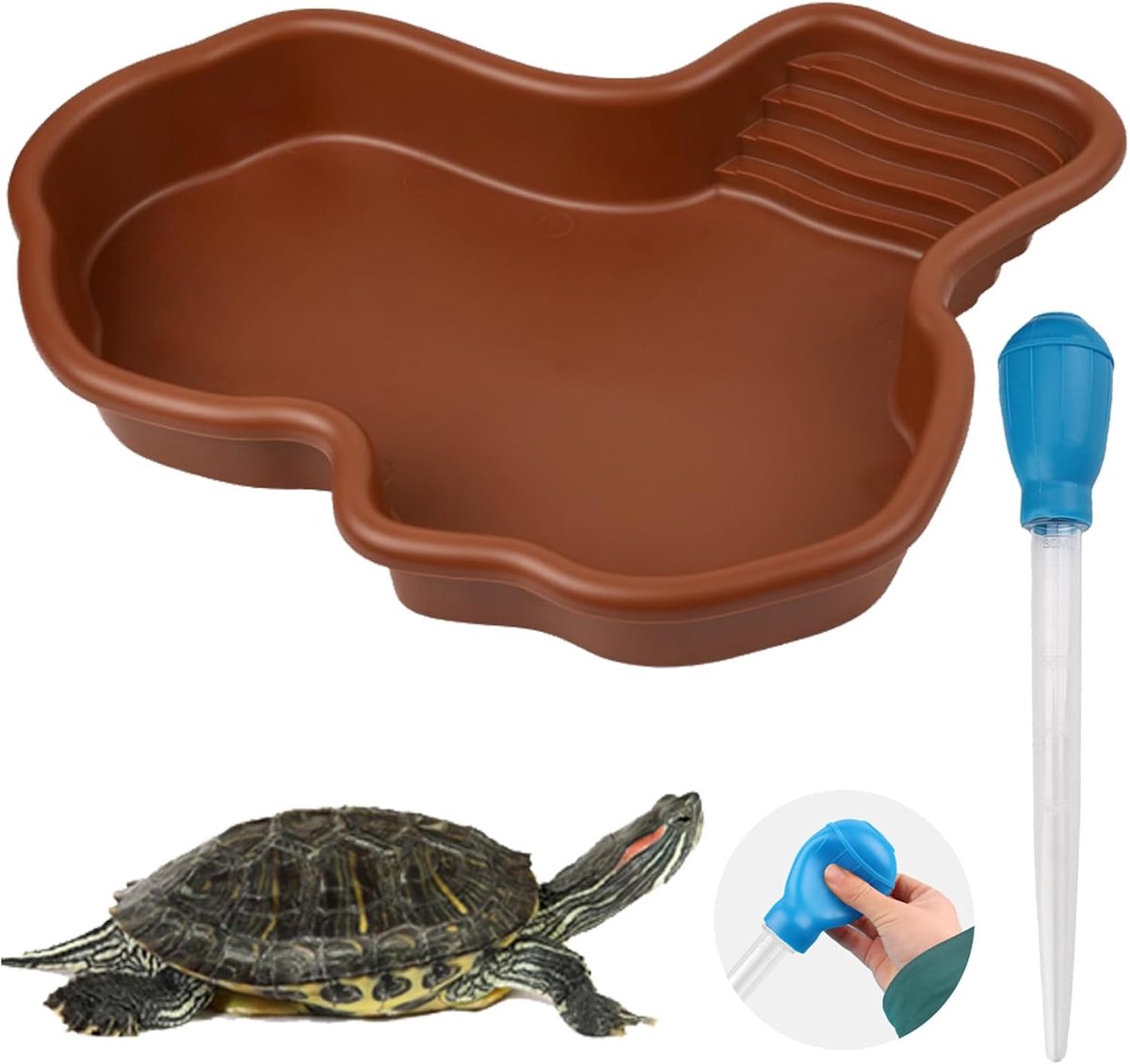 groot terrestrisch schildpaddenzwembad met waterabsorberend, handmatig voor reptielen zoals schildpadden, hagedissen, slangen