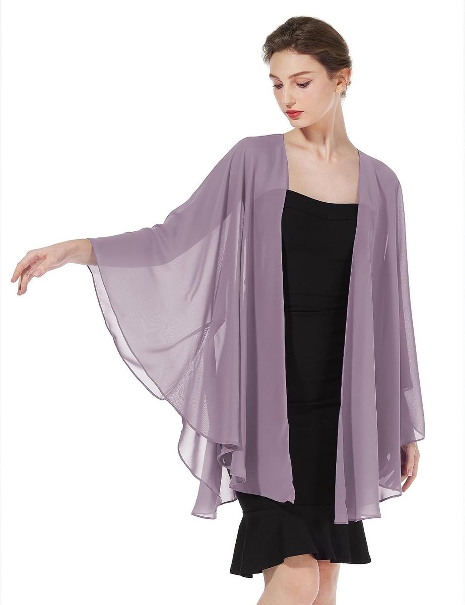 Chiffon Sjaal Stola Dames met Armgaten Elegant doorzichtig Poncho Cape voor Bruiloft Partij Bruidsjurk Avondjurk Baljurk Strandjurk