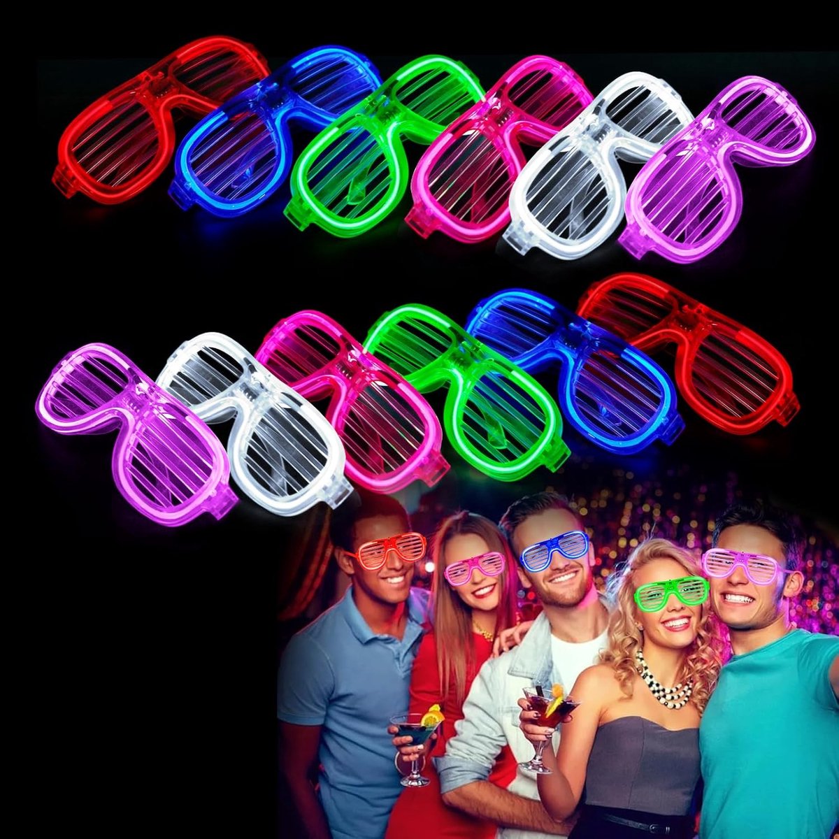 Bril, 12 Stuks Knipperende Led'S Voor Feesten, Led Verlichting, Neonbril, Led Bril Voor Dj Feesten, Verjaardagen, Raves, Concerten, Carnaval