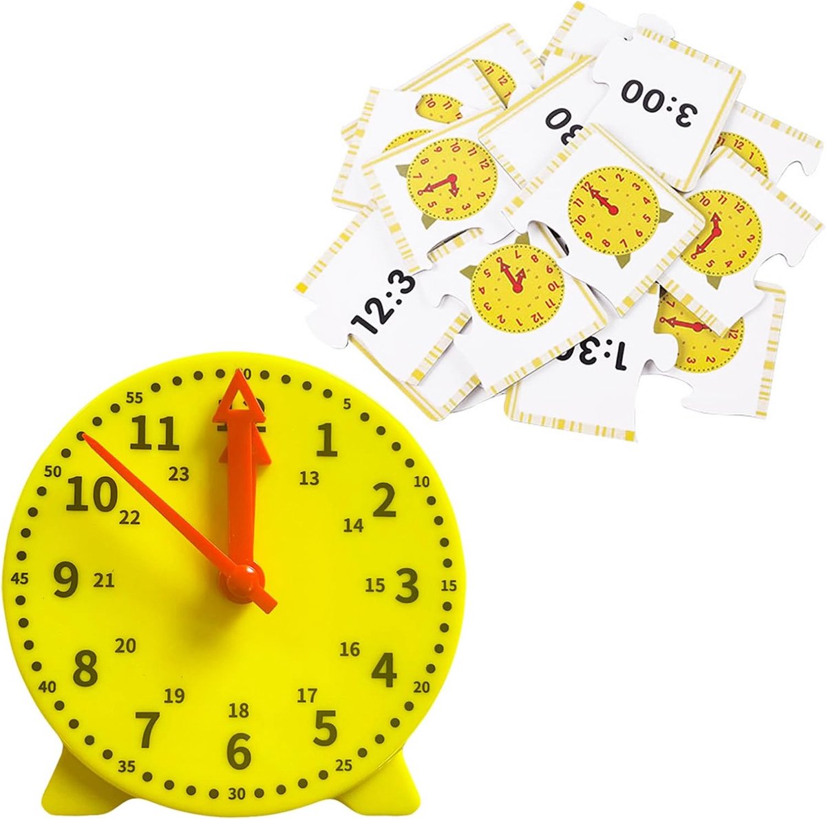Leerklok voor kinderen, met uur- en minutenwijzer, leerhorloge