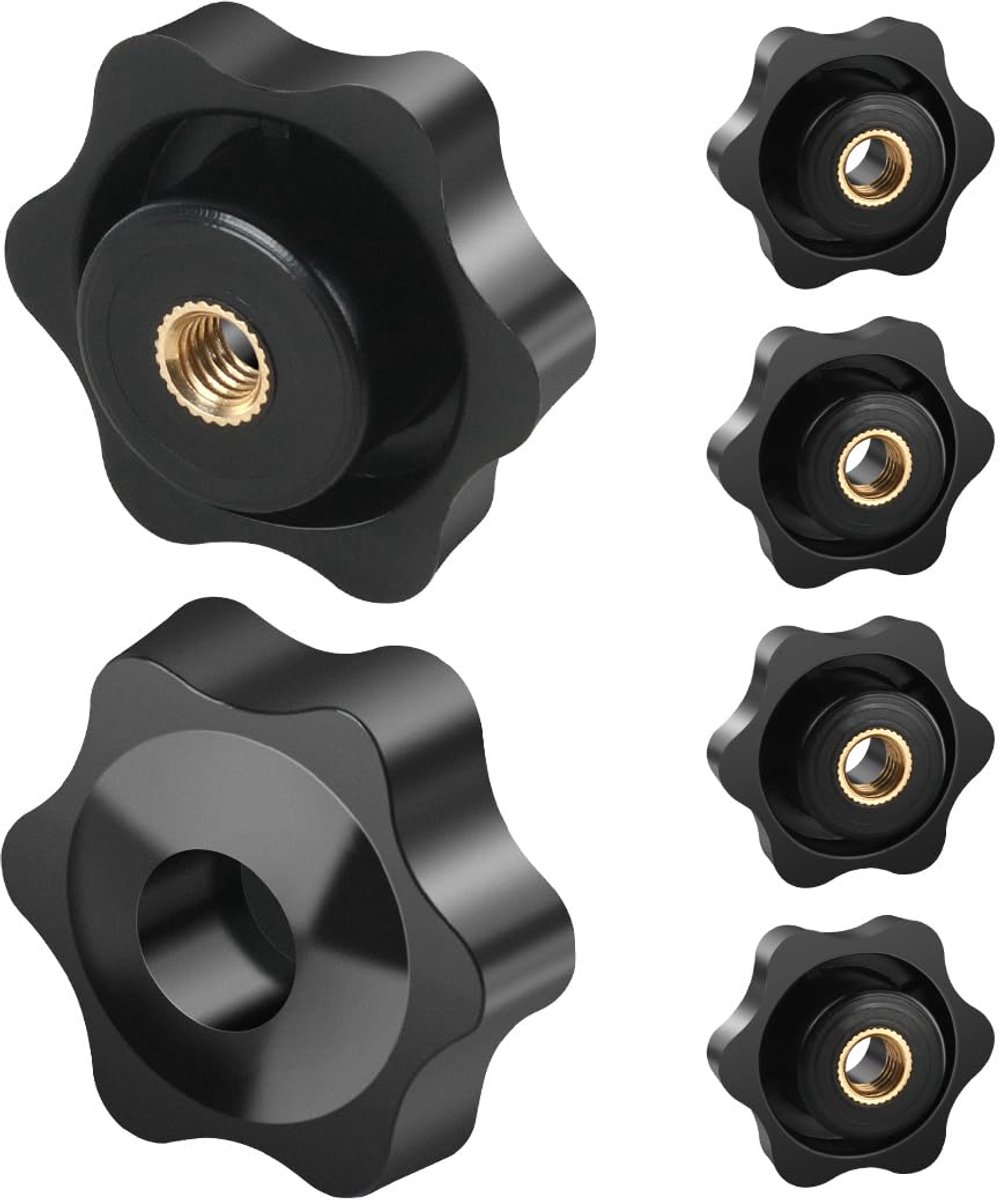 6 stuks M6 38 mm universele knoppen handvat sterkop moer draaiknop klemknop met schroefdraad handvat gekarteld messing voor gereedschapsmachines