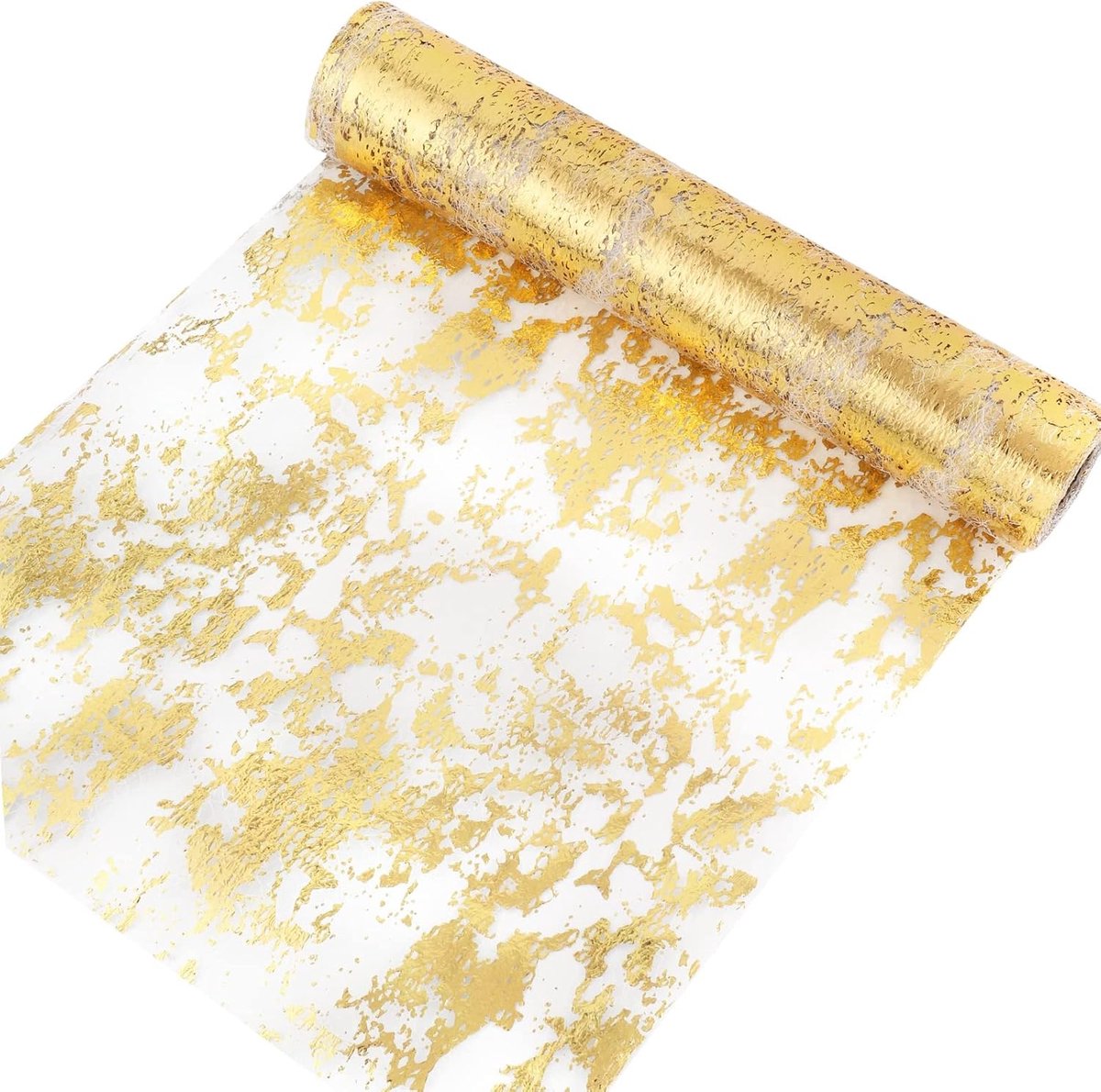 Tafelloper goud, 20 m x 28 cm, glanzend, herbruikbaar | polyester met metallic look, waterdicht en scheurvast, op maat te snijden, voor bruiloft, verjaardag, Pasen en feest