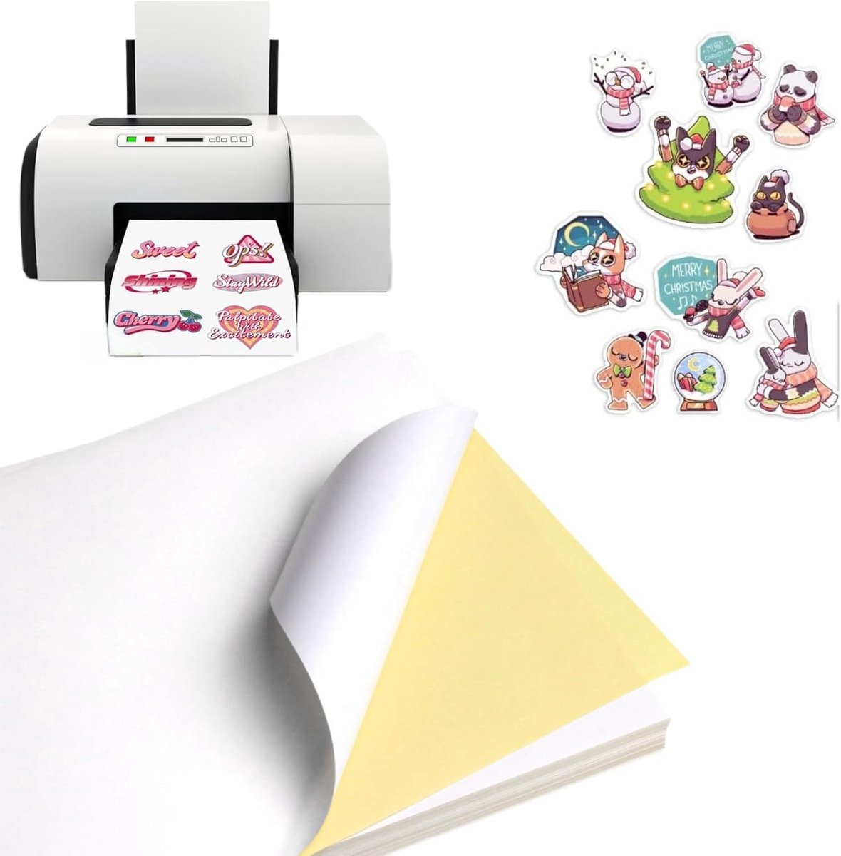 30 stuks A4 transparant vinylstickerpapier, bedrukbaar, waterbestendig, voor inkjet- of laserprinters, 30 stuks