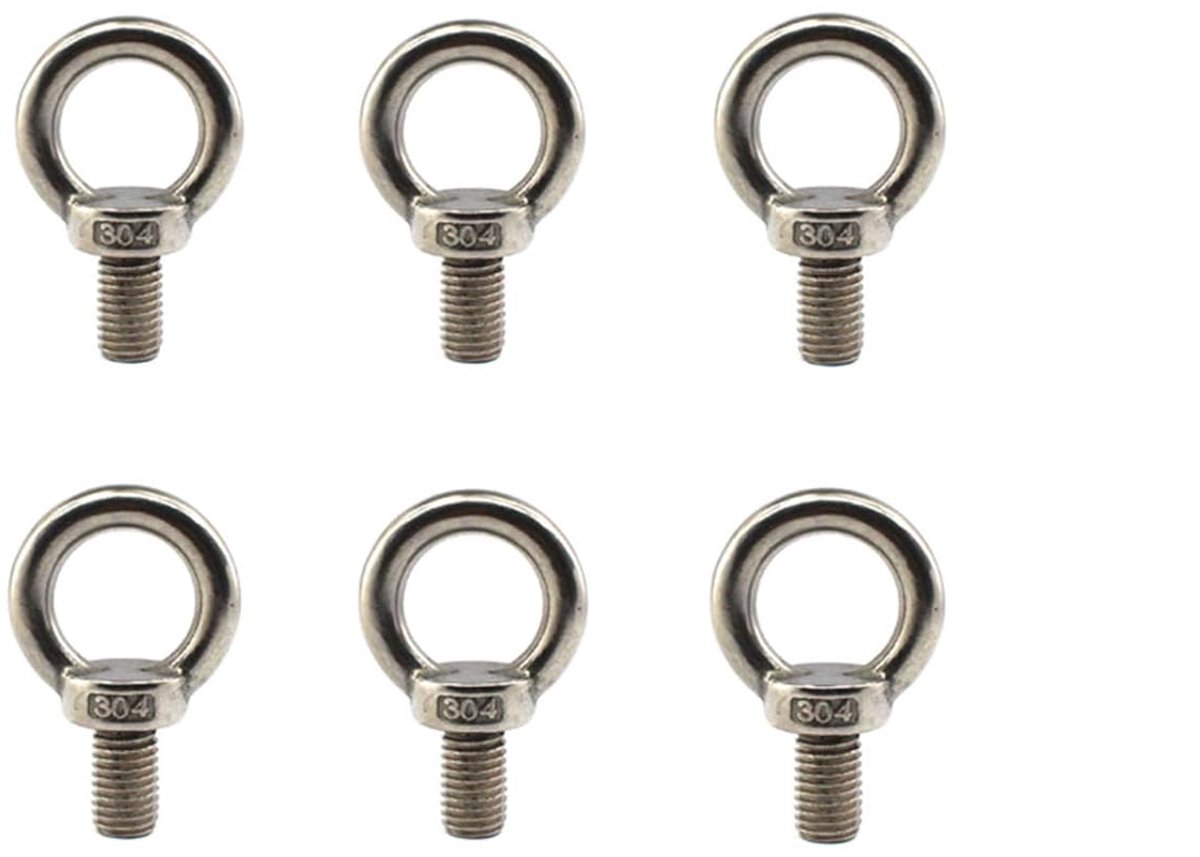 304 RVS M10 Lifting Rigging Eyebolt Ring gevormd met verlengde draad (30mm) Pack van 6 stuks