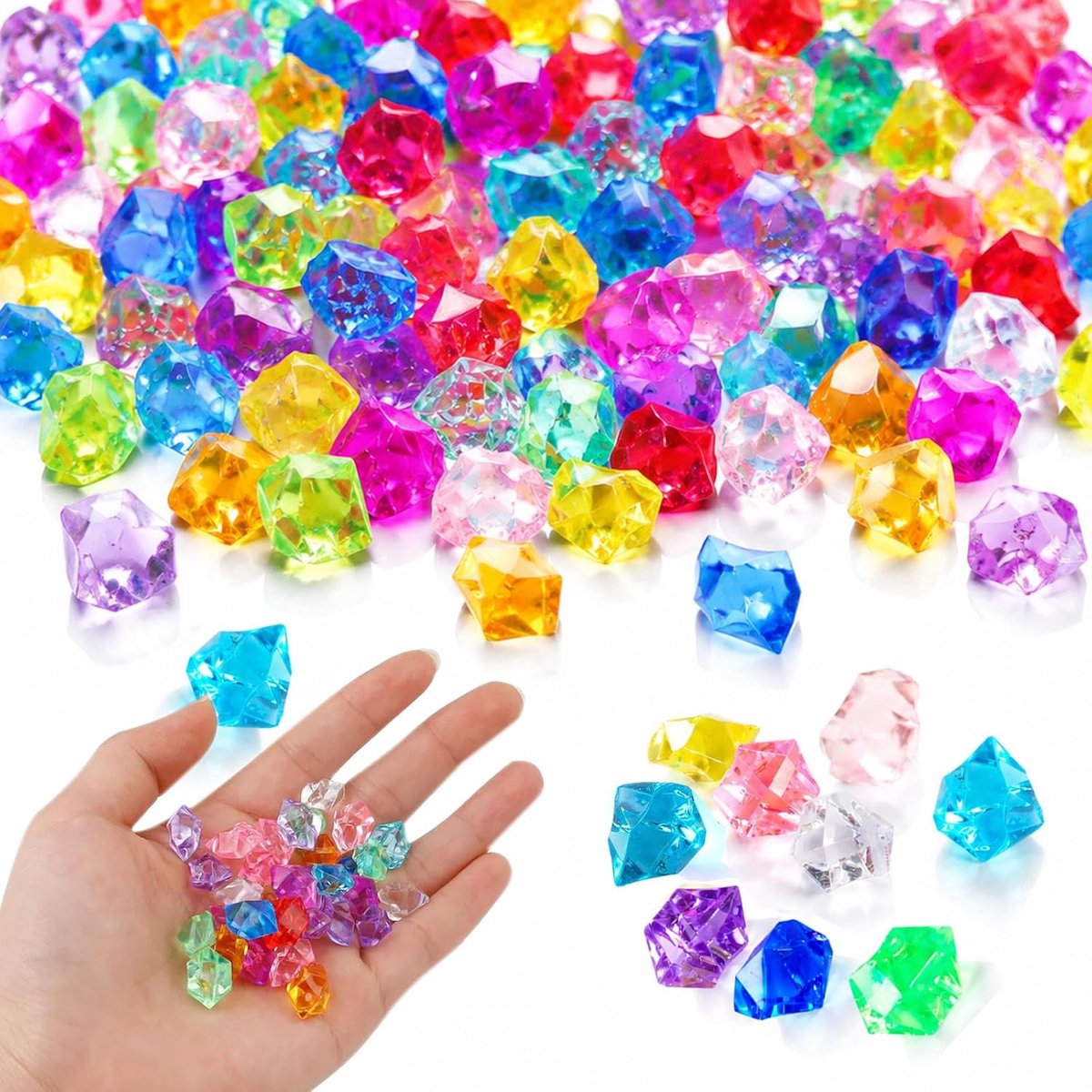 stenen 1000 stuks diamanten voor kinderen, kunststof edelstenen voor kinderen, kleurrijke kristallen stenen in gemengde kleuren, voor bruiloften, feesten, feestdagen, podiumfoto's