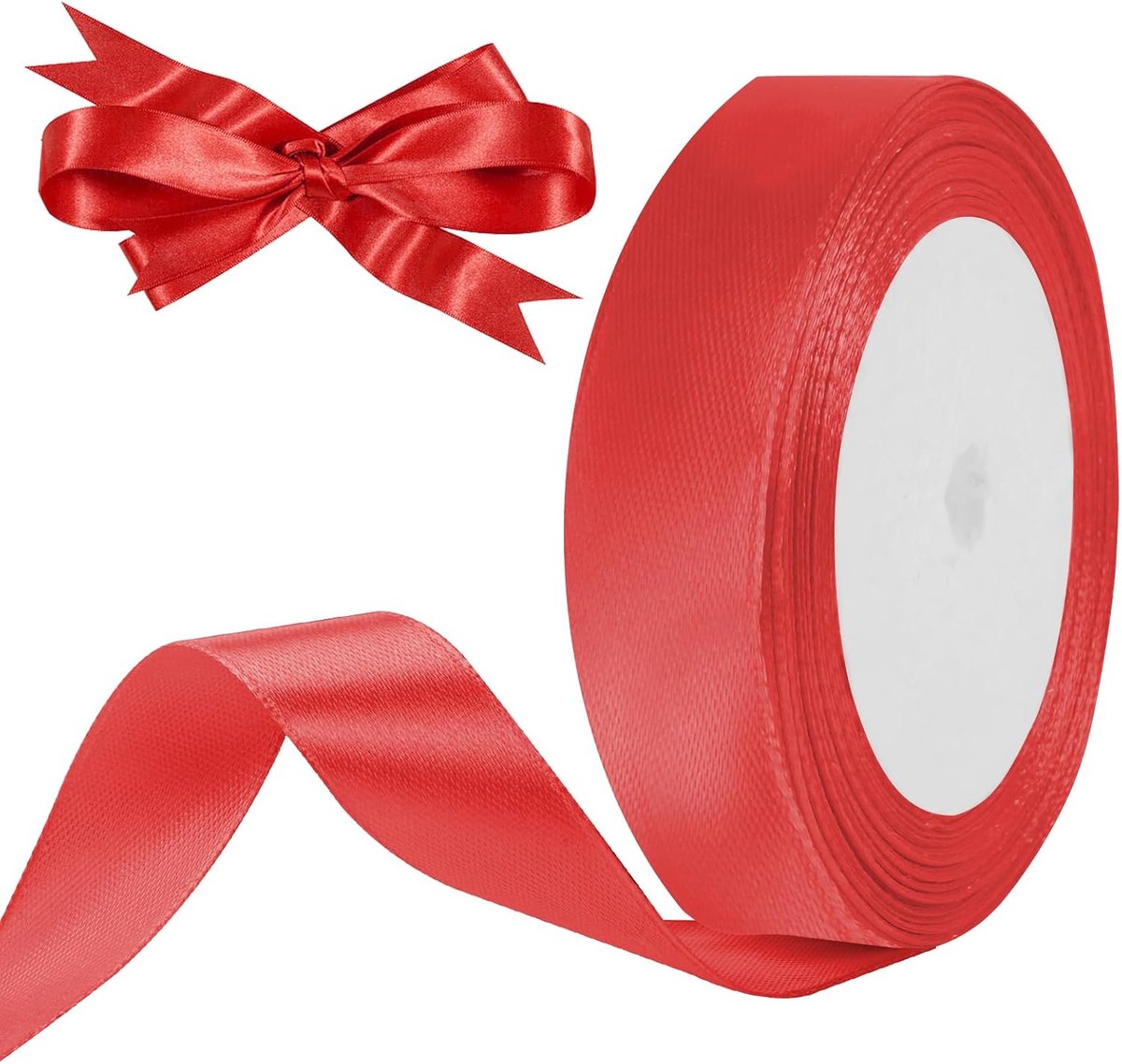 Linten, 20mm rood Satijnen Lint, Decoratie Zijden Linten, Kerstlint, Cadeaulint, Autolint voor Kerstmis, bruiloft, feest, geschenkverpakking en ambachten, huis decoratie