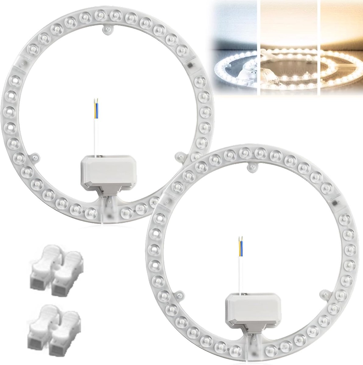Plafondlampen, 36 W ombouwset, retrofit ringmodule ringlamp Ø23cm, printplaat met houdermagneten, led-module, ombouwkaart voor plafondlampen (warmwit)