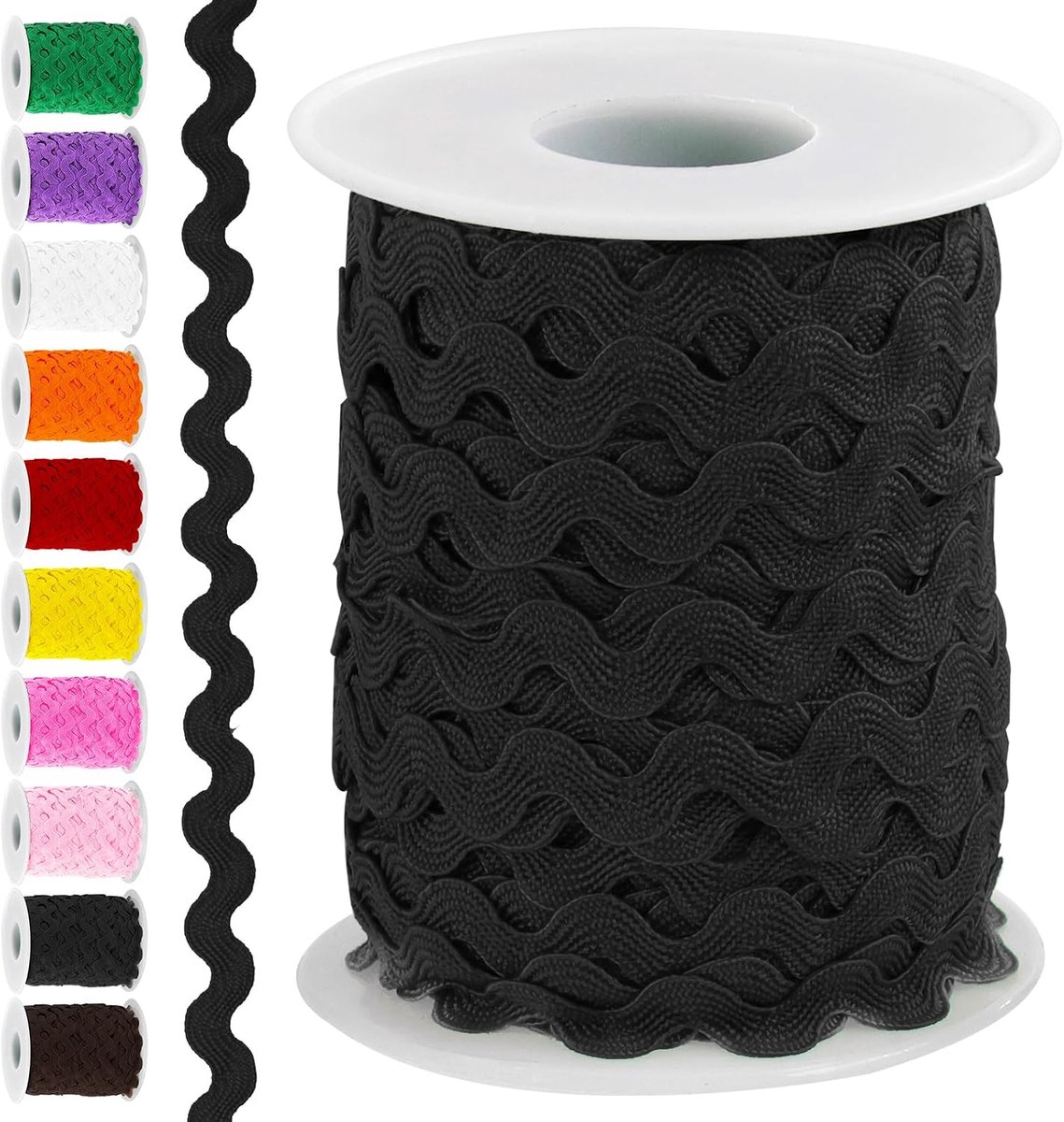 1 rol 27 yards zwart lint franje boord voor golvend naaien, kantlint voor het verpakken van geschenken, naaien, knutselen, kleding, geschenkverpakkingen en feestjes