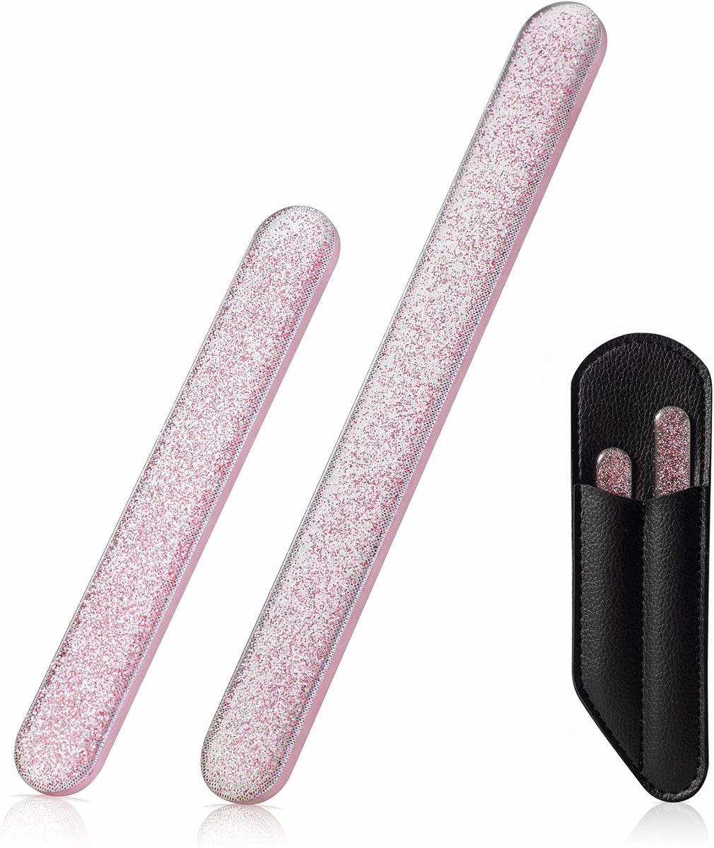 Kristalglas nagelvijl (2 stuks) - Langdurig Nano Gehard Glas Perfect voor Nail & Teennagel - Professionele Salon Manicure/Pedicure Vijl Tool voor Natuurlijke Nagels en Acryl Nagels (Roze)