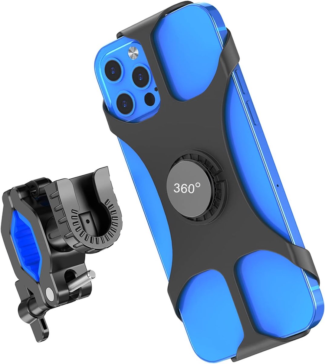 Telefoonhouder voor fiets, Anti Shake Universele Verstelbare Afneembare Motorfiets Telefoonhouder, 360° Draaibare Fiets Telefoonhouder voor Huawei, Samsung, Xiaomi, zwart en 4.0-7.0 inch Smartphones