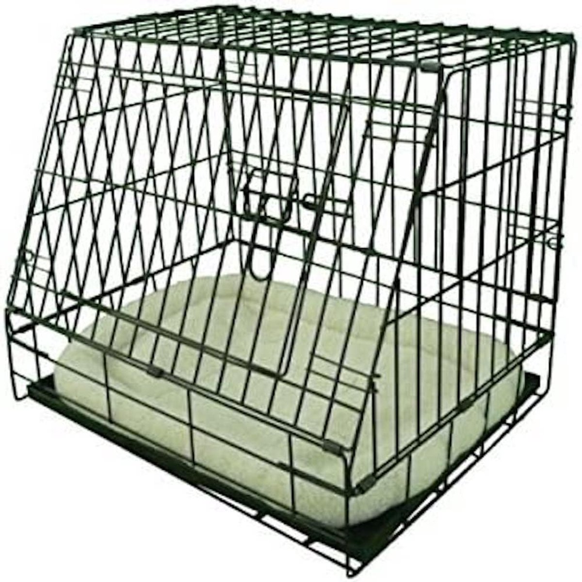 Zwarte Deluxe Schuine Kleine 24 "Opvouwbare Hond Kooi/Krat Met Metalen Dienblad En Hond Bed Mat
