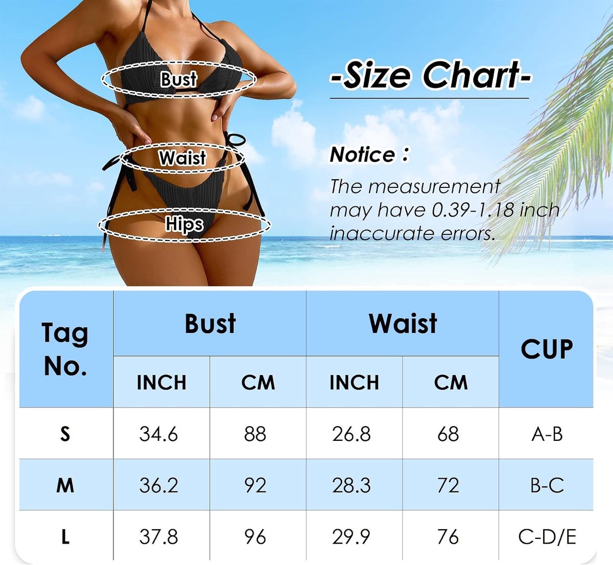 Dames bikini set sexy hoge taille tweedelig badpak klassieke driehoek tanga string badmode voor zwemmen strand zwembad - S