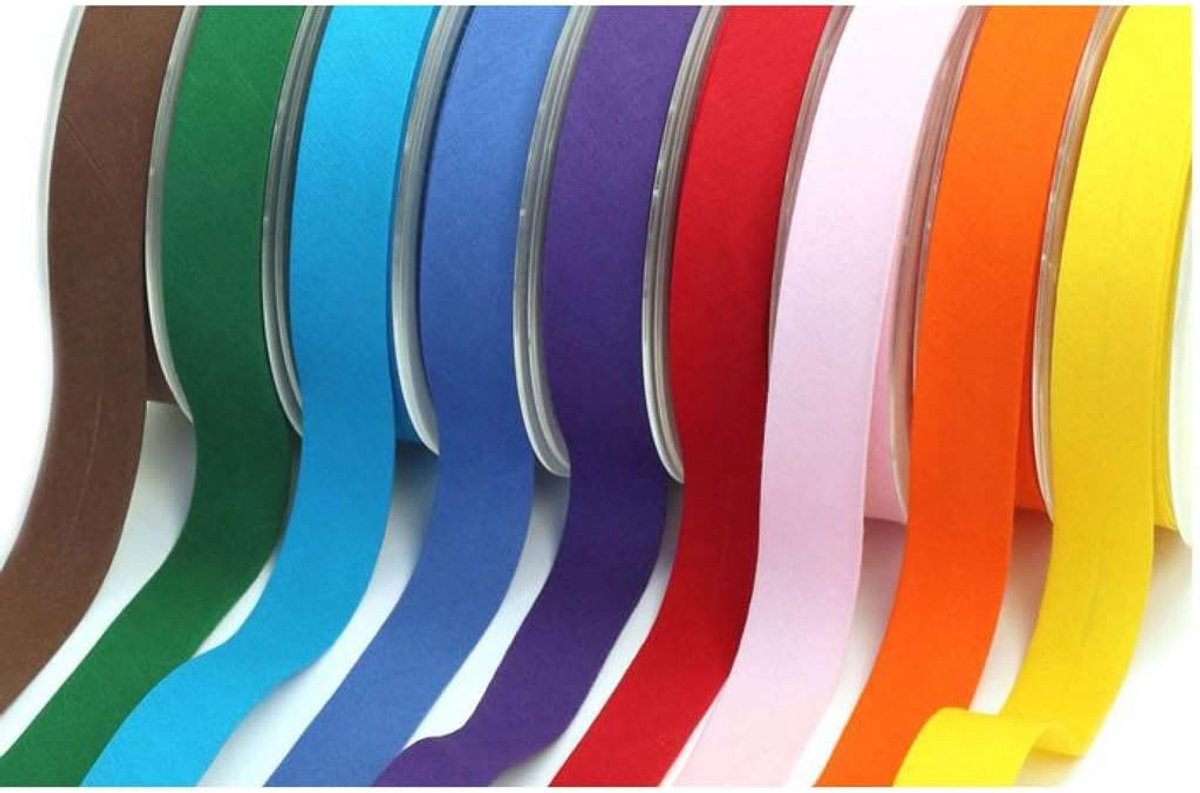 Biaisband 100% katoen 18 mm geplooid (rood (3))