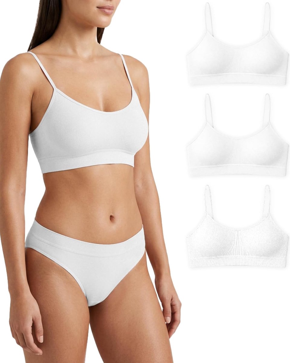 Dames BH Zonder Beugel Smalle Schouderbandjes 3 Stk - Zachte Microvezel, Seamless Comfort Bra, Onzichtbare Lingerie - Made in Italy