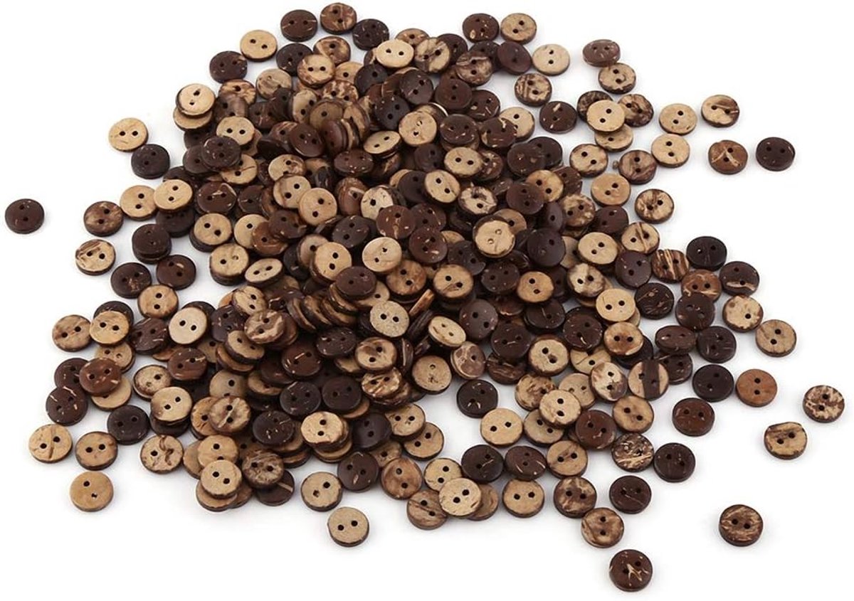 Knopen, naturel naaiknopen met 2 gaten, natuurlijke bruine kokosnoot, knutselknoppen, 10 mm, voor doe-het-zelf scrapbooking, decoratie, kledingaccessoires