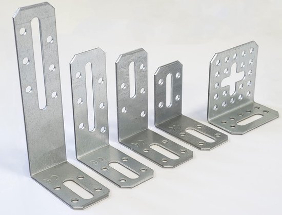 C58919 - Set van 5 verstelbare montagebeugels 120x55x30x2 mm met afgeschuinde hoeken - montagegaten 10+2 - voor gipsplaatwanden werkblad - van verzinkt staal Z275 — afbeelding 4