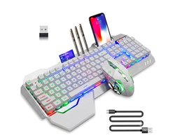 NexZone - Draadloos gaming toetsenbord met muis - Met muismat - RGB Verlichting - QWERTY - Voor PC/Laptop - Wit